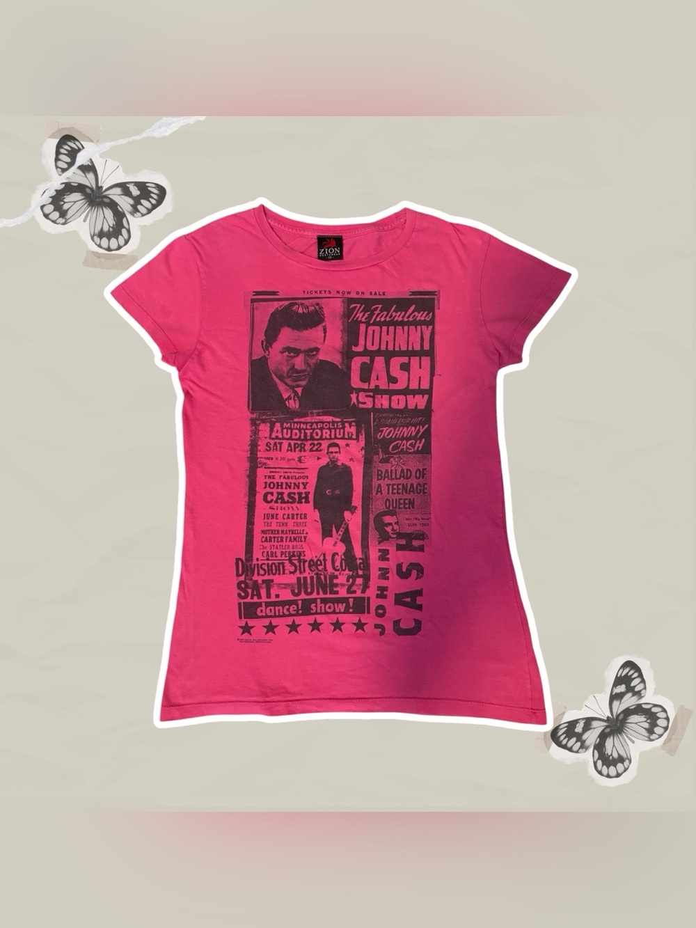 Hot Pink 2000s Women’s Size 1X Johnny Cash Graphic Tee
